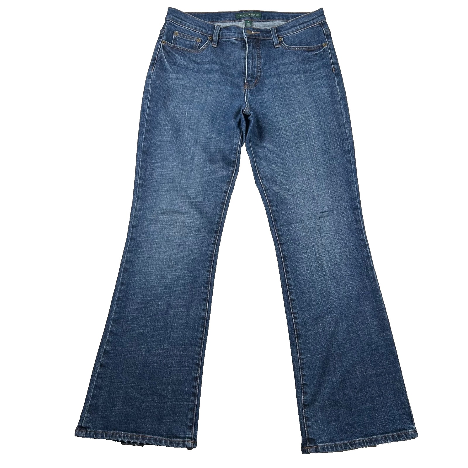 Vintage Lauren Ralph Lauren Jeans Womens 8 Boot Cut Whiskered Blue Denim Y2k